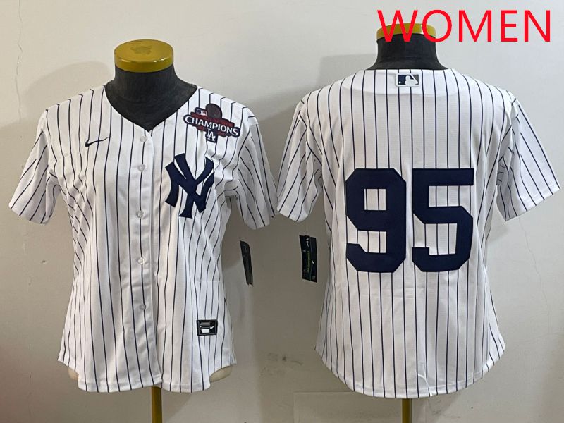 Women New York Yankees #95 No Name White Stripe Game 2025 Nike MLB Jersey style 10
